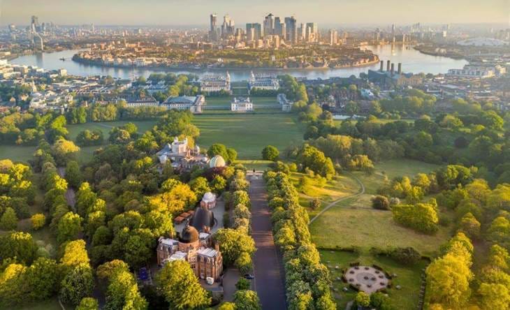 Arial view of Royal Parks in London